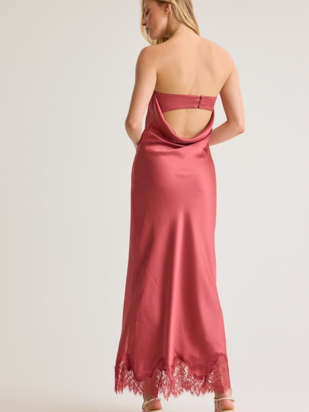 Altar’d State Ren Satin Maxi Dress Sienna Rust Dress Medium - Picture 6 of 14